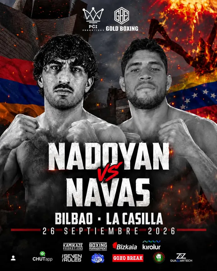 Cartel del combate Nadoyan contra Navas en La Casilla, Bilbao, el 26 de septiembre de 2026