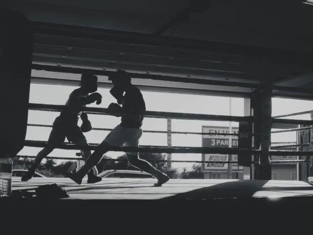 Sparring a contraluz en el ring